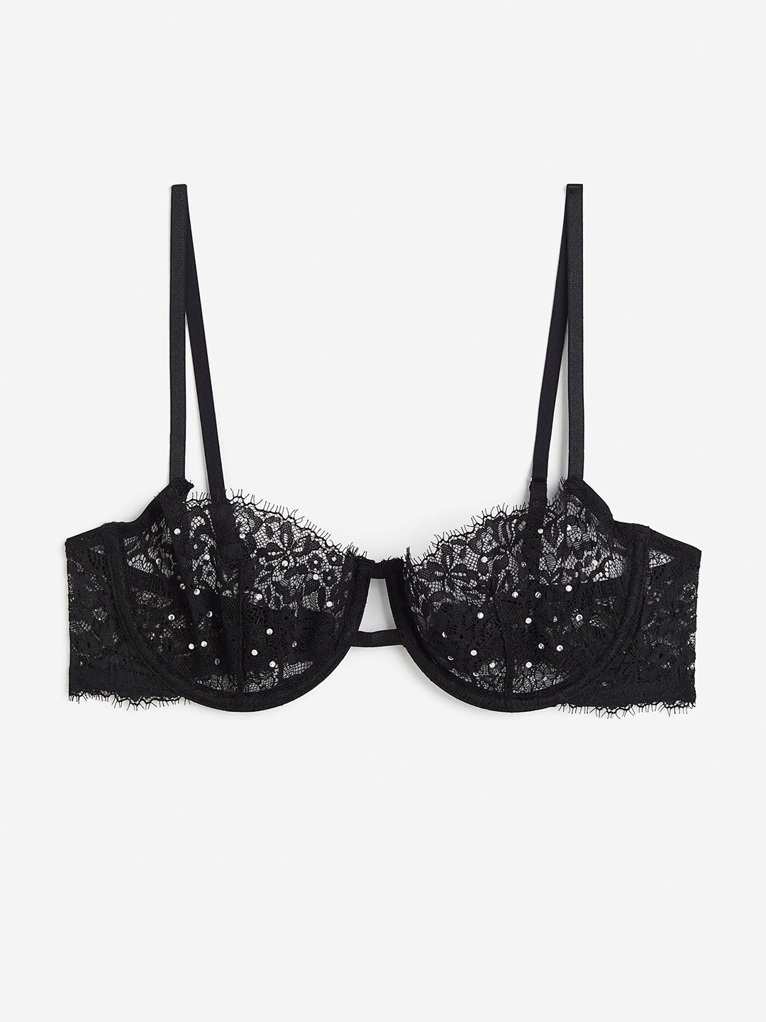

H&M Non-Padded Lace Balconette Bra, Black