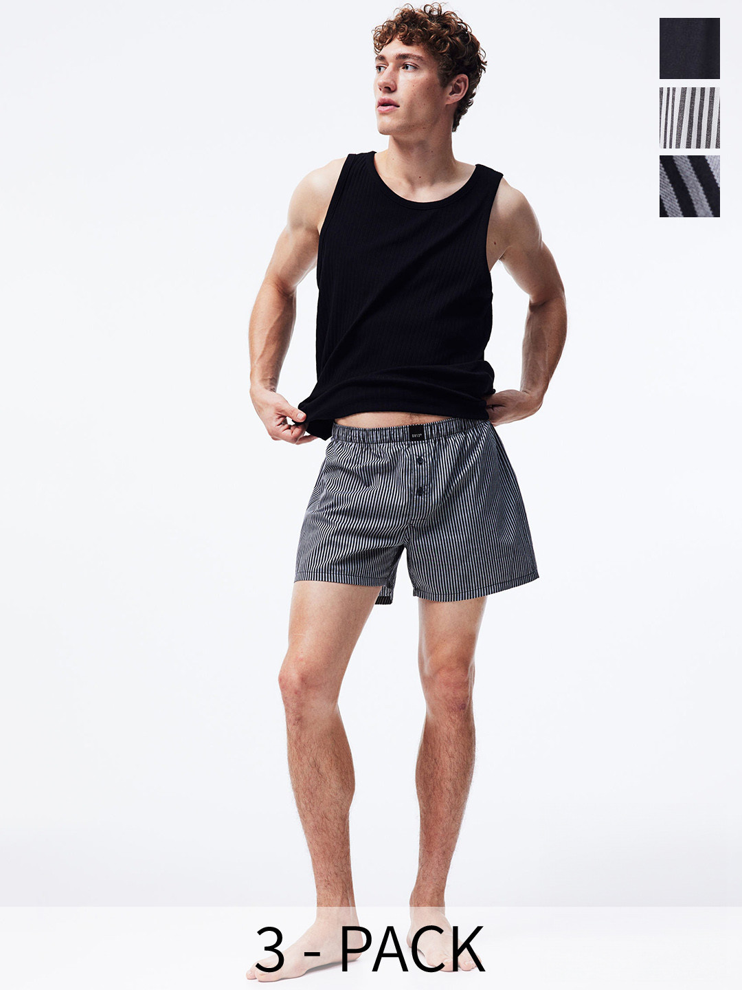 

H&M 3-Pack Woven Cotton Boxer Shorts, Blue