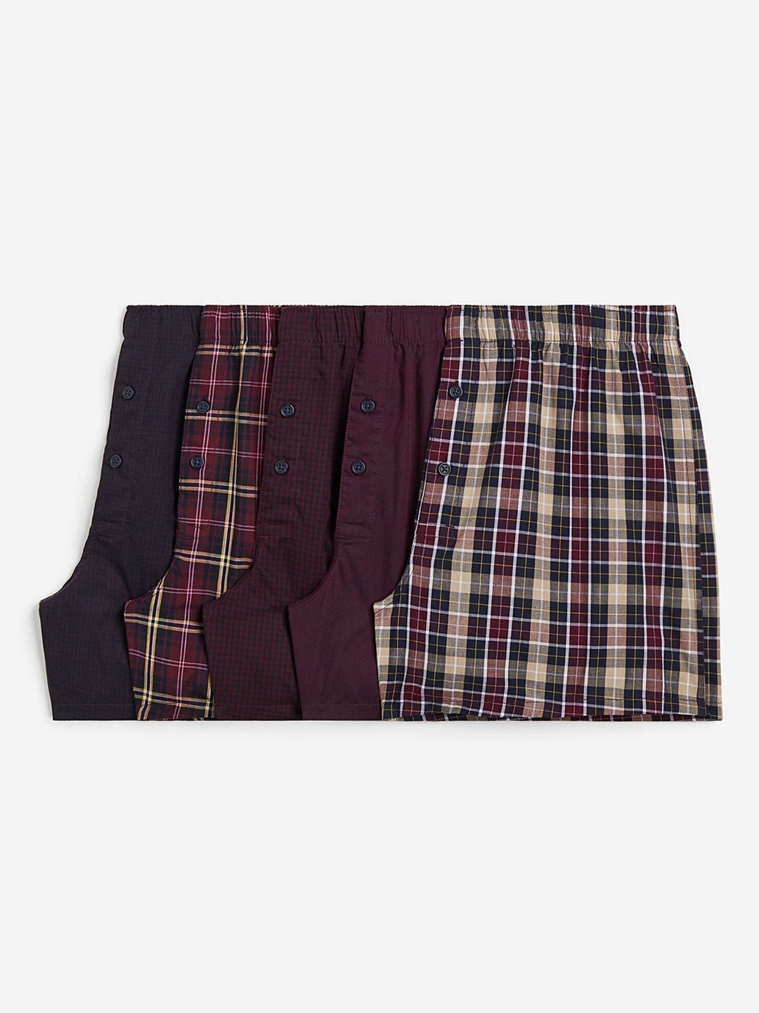 

H&M Men 5-Pack Woven Cotton Boxer Shorts, Red