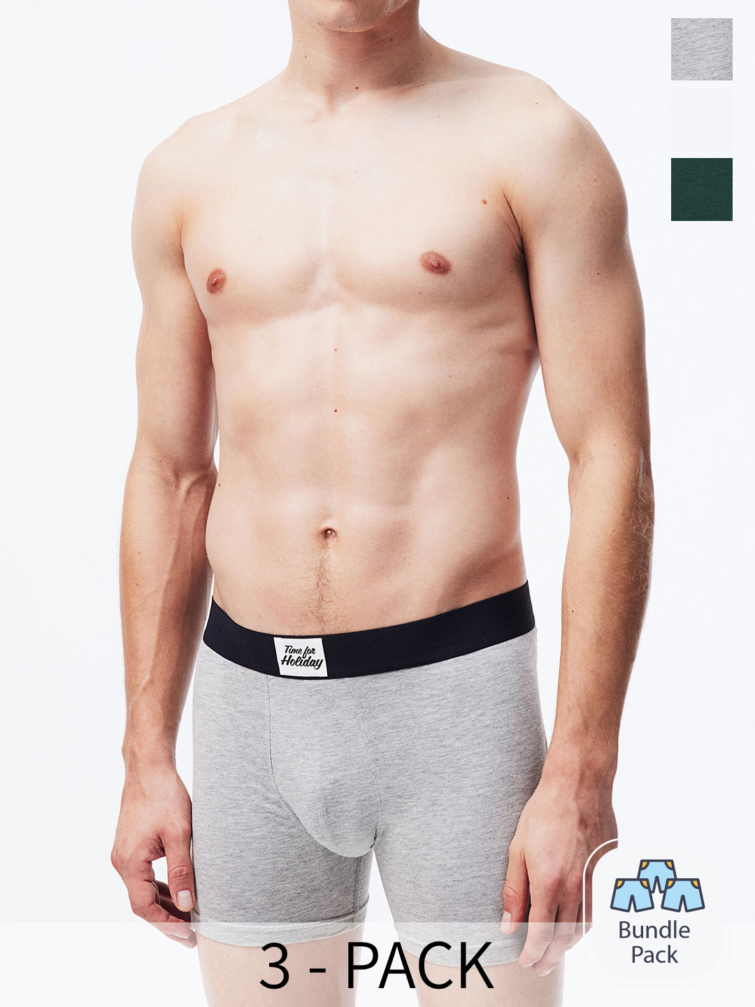 

H&M 3-Pack Mid Cotton Trunks, Green