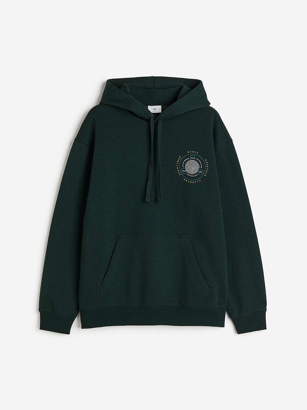 

H&M Relaxed Fit Printed Hoodie, Green
