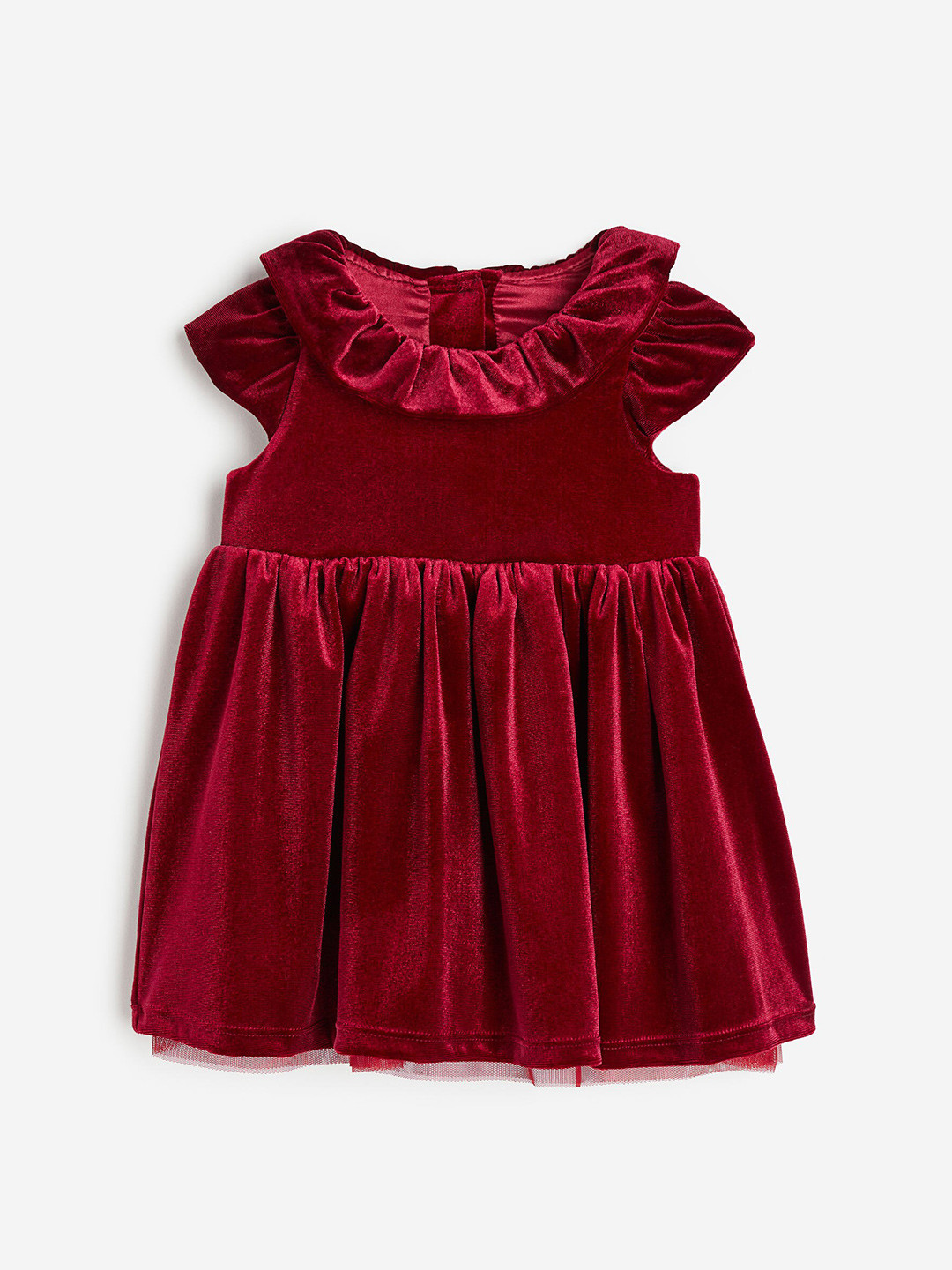 

H&M Girls Collared Velvet Dress, Red