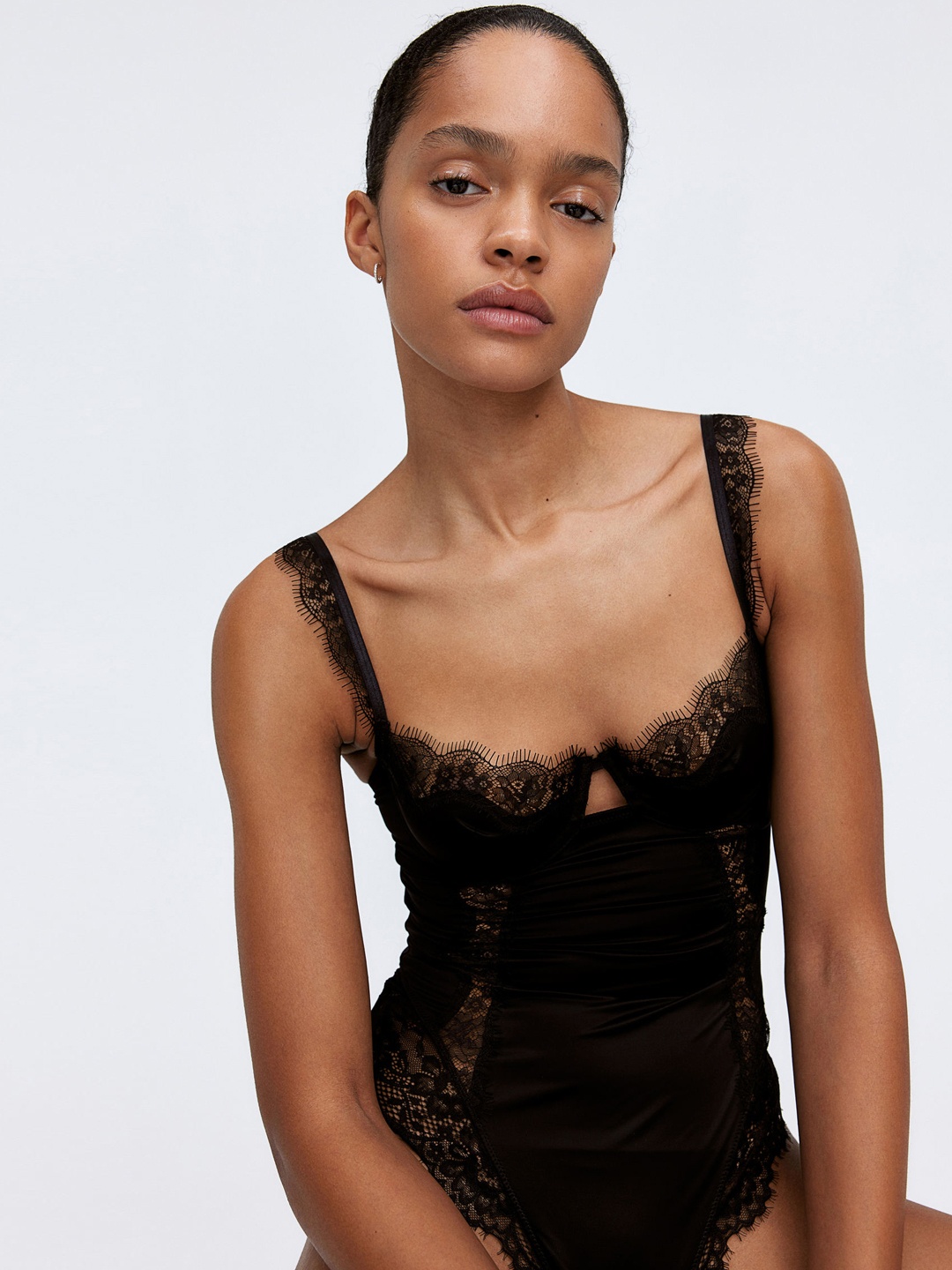 

H&M Lace-Detail Body, Black
