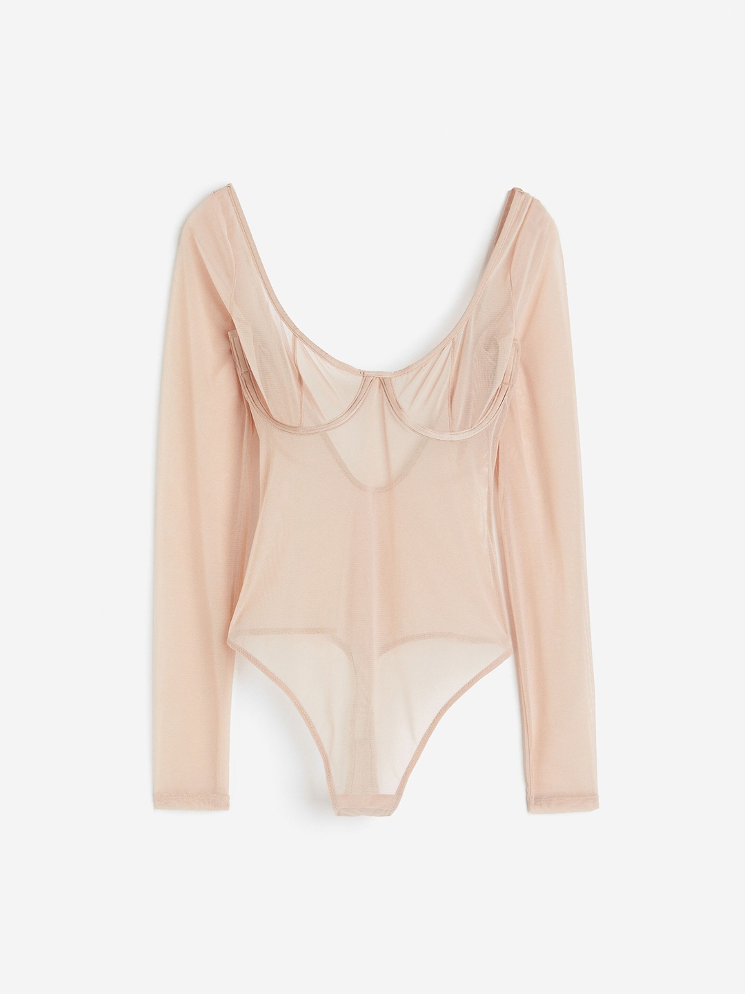 

H&M Light Shape Mesh Thong Body, Beige