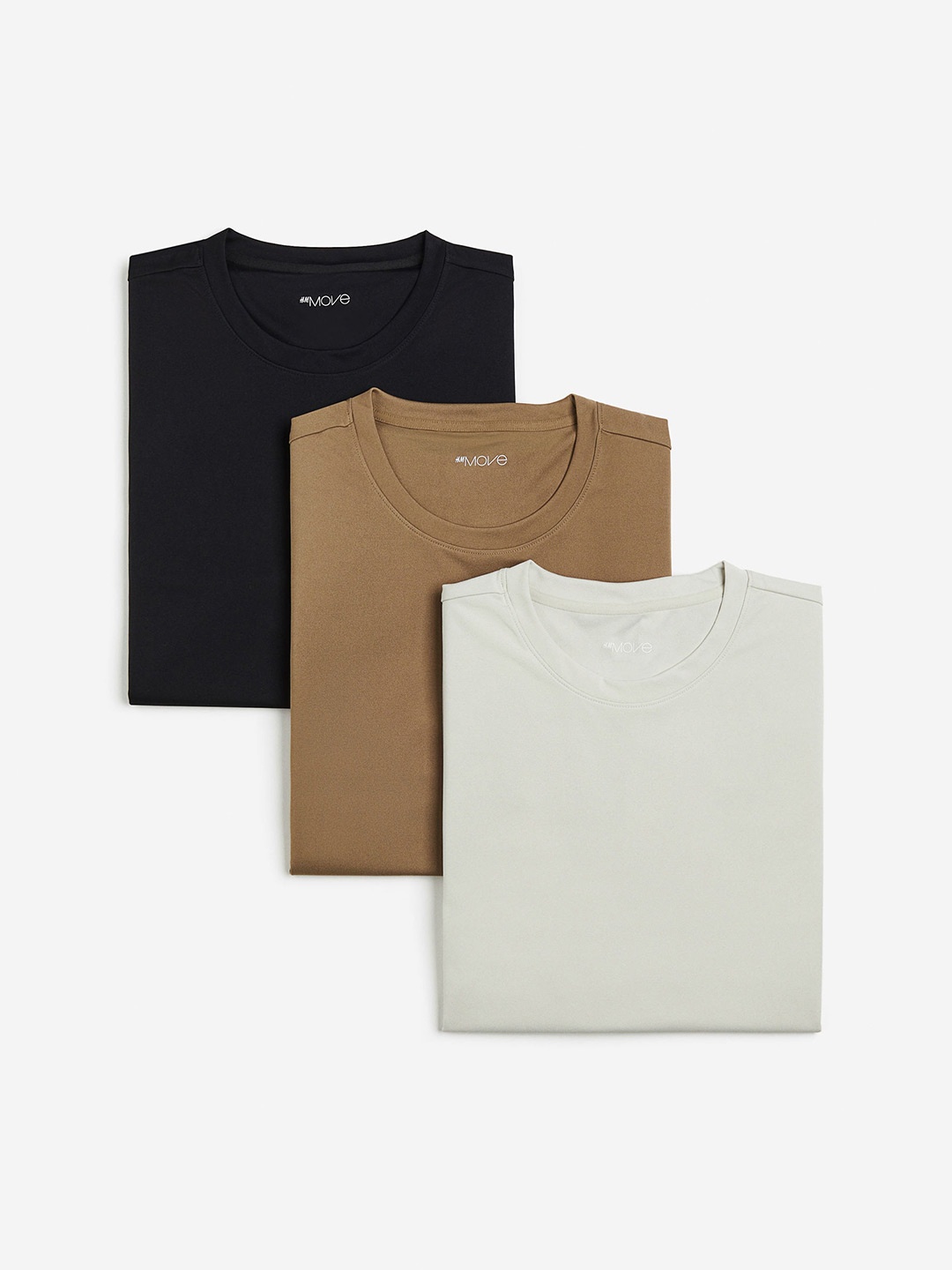 

H&M Men 3-Pack Dry Move Sports T-Shirts, Beige