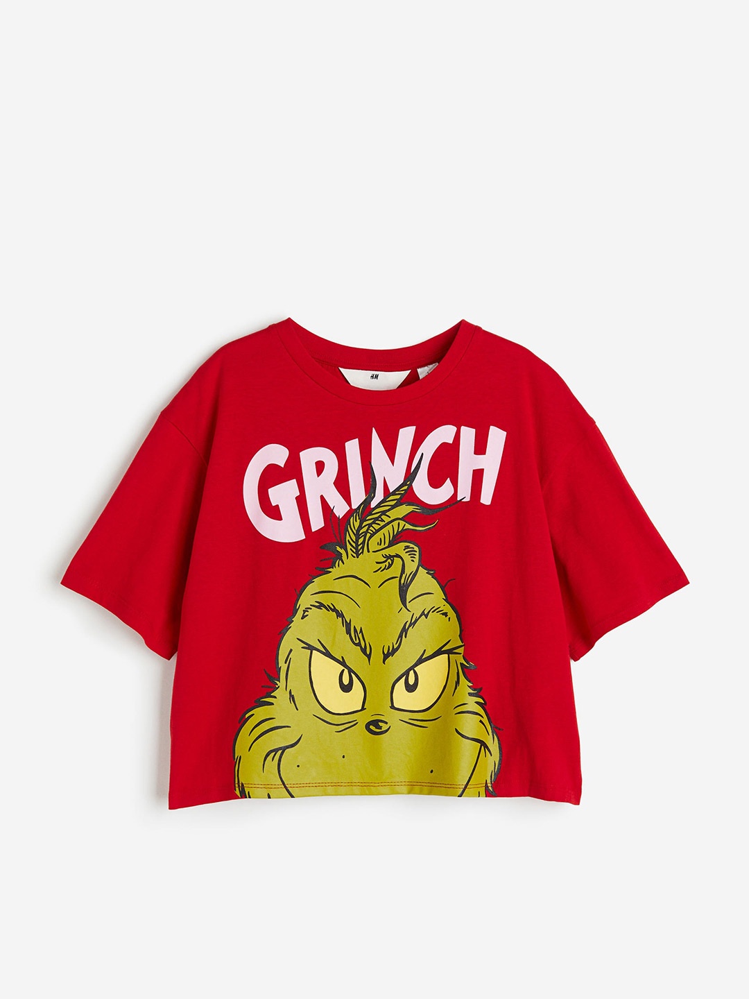 

H&M Girls Oversized Printed Pure Cotton Tshirt, Red
