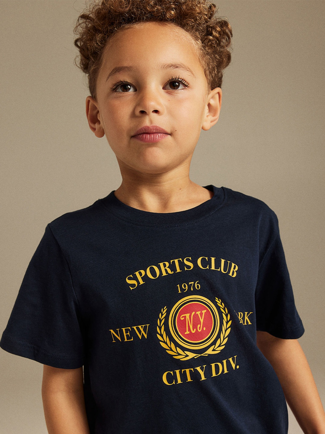 

H&M Boys Printed Pure Cotton T-Shirt, Blue