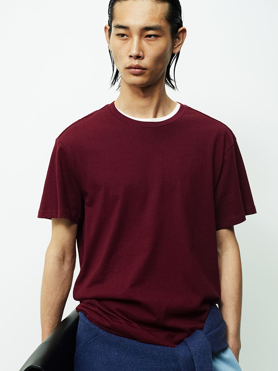 

H&M Regular Fit Round-Neck Pure Cotton T-Shirt, Red