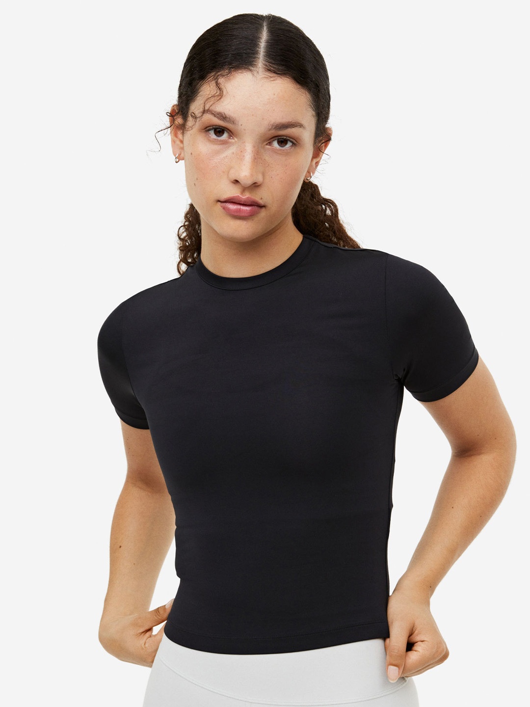 

H&M DryMove Cropped Sports Top, Black