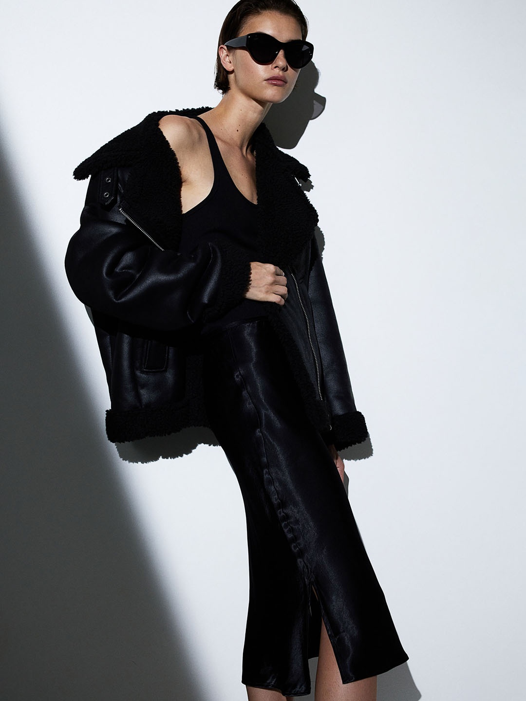 

H&M Satin Skirt, Black