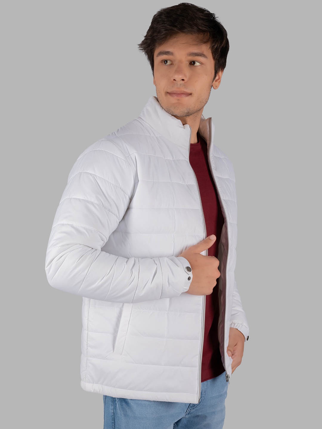 

TIM PARIS Mock Collar Windcheater Puffer Jacket, White