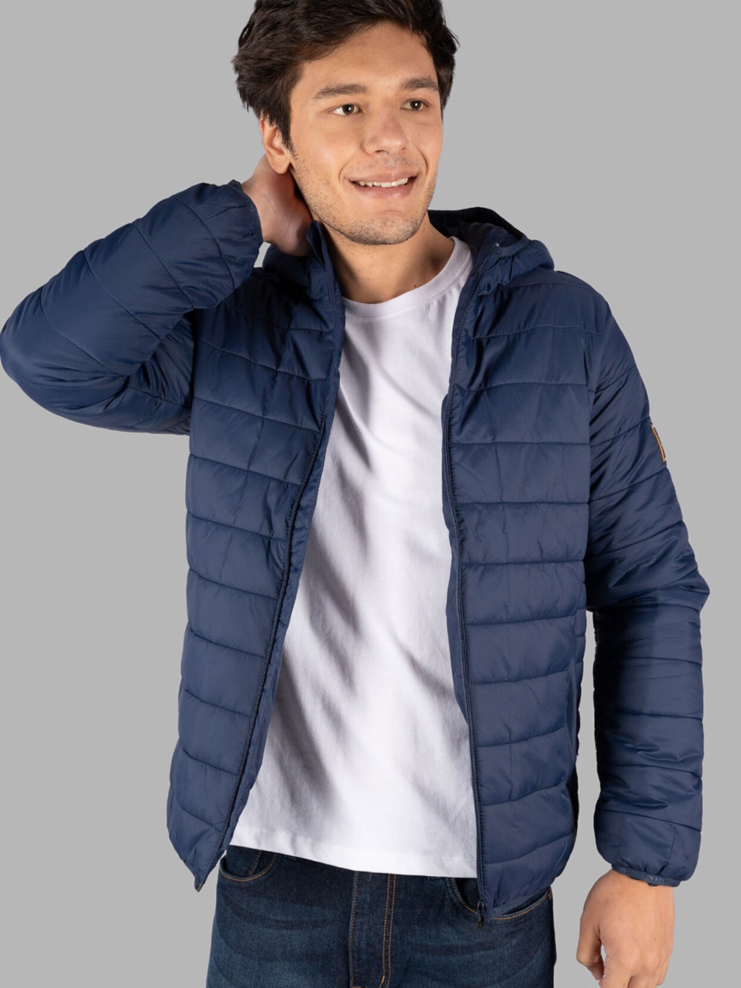 

TIM PARIS Hooded Windcheater Puffer Jacket, Navy blue