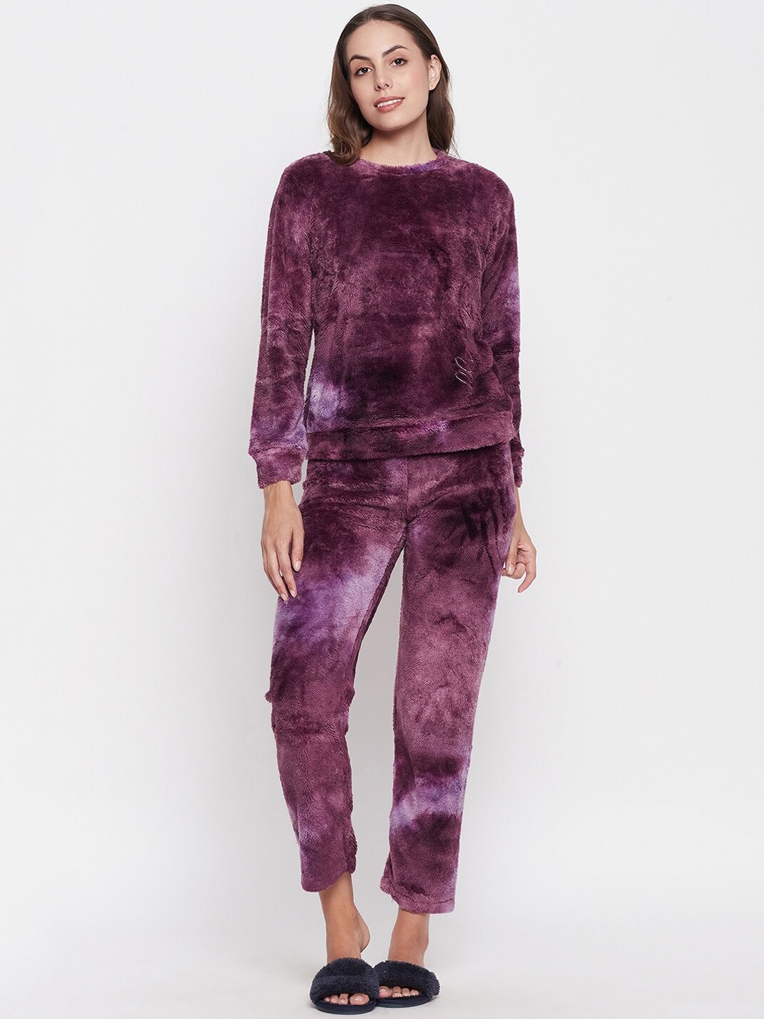 

MADAME M SECRET Round Neck Sweatshirts With Pyjamas, Purple