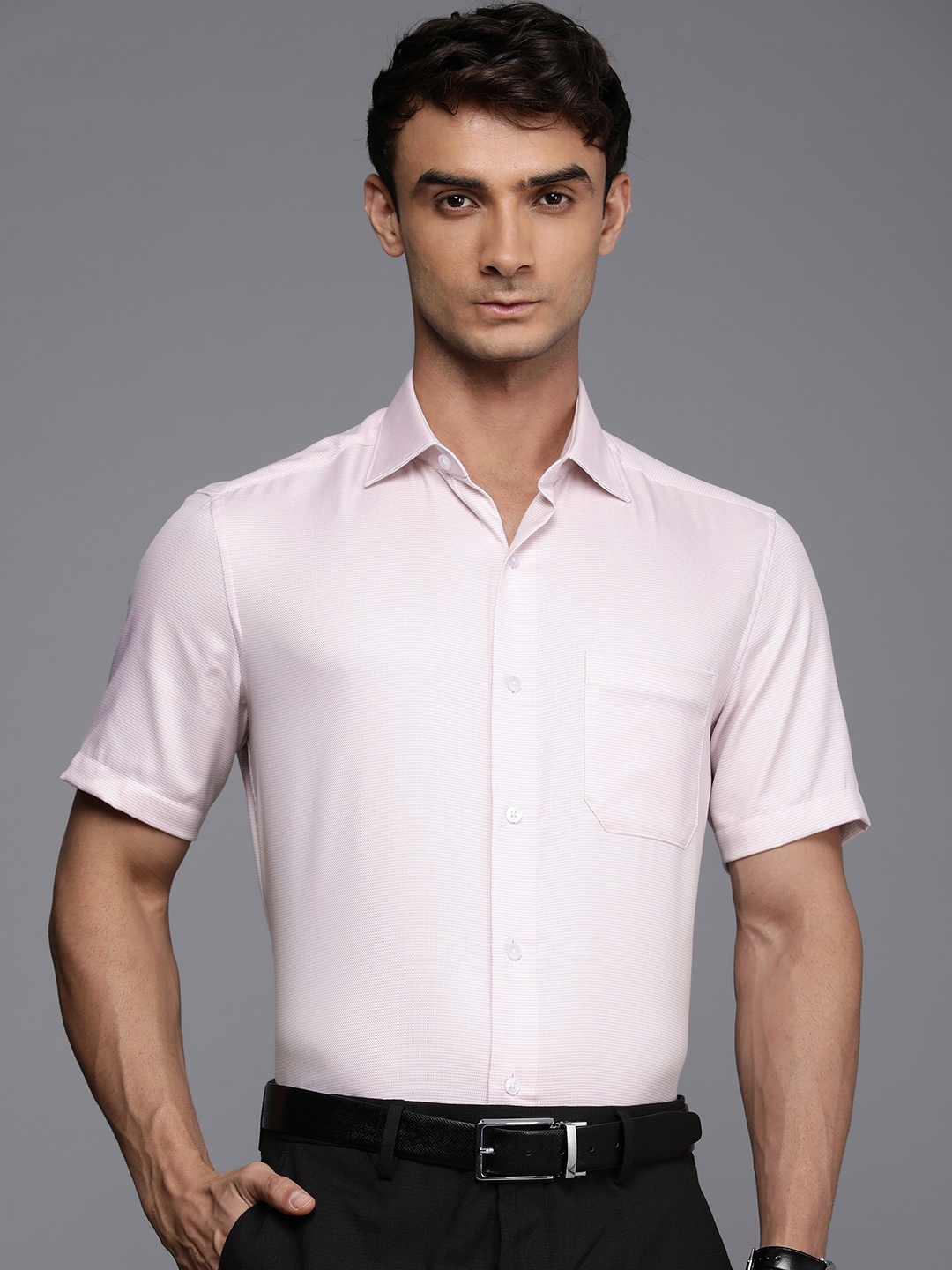 

Louis Philippe Men Pure Cotton Slim Fit Formal Shirt, Pink