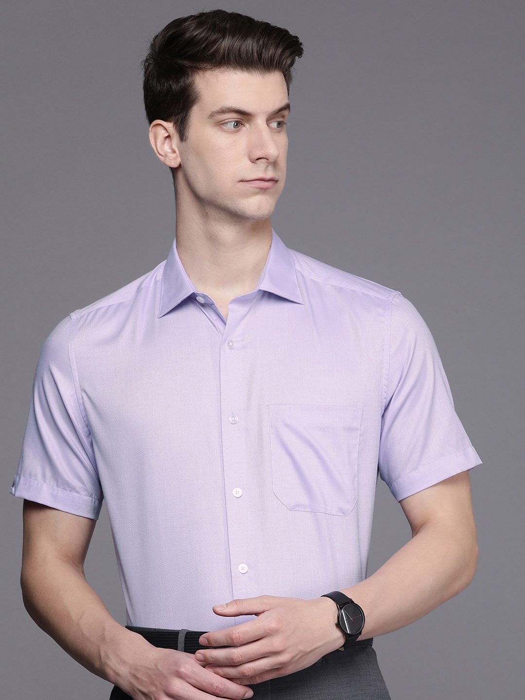 

Louis Philippe Men Pure Cotton Classic Formal Shirt, Lavender
