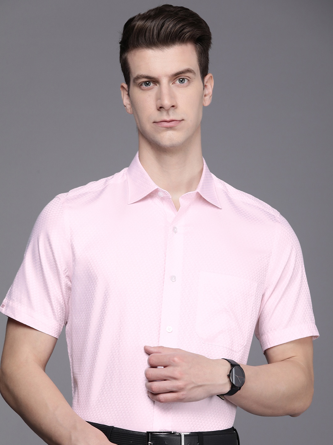 

Louis Philippe Men Pure Cotton Slim Fit Formal Shirt, Pink