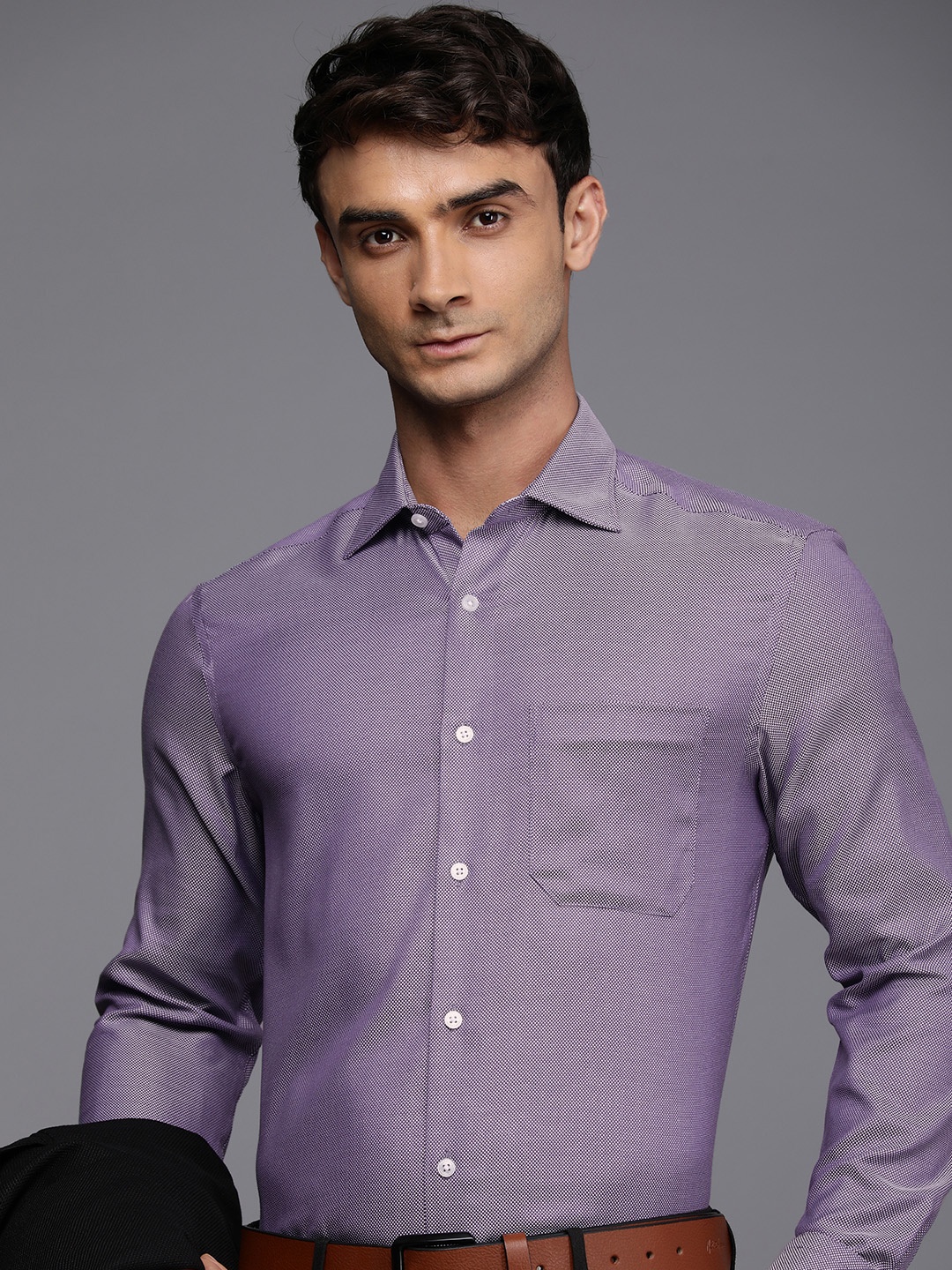 

Louis Philippe Classic Opaque Pure Cotton Formal Shirt, Purple