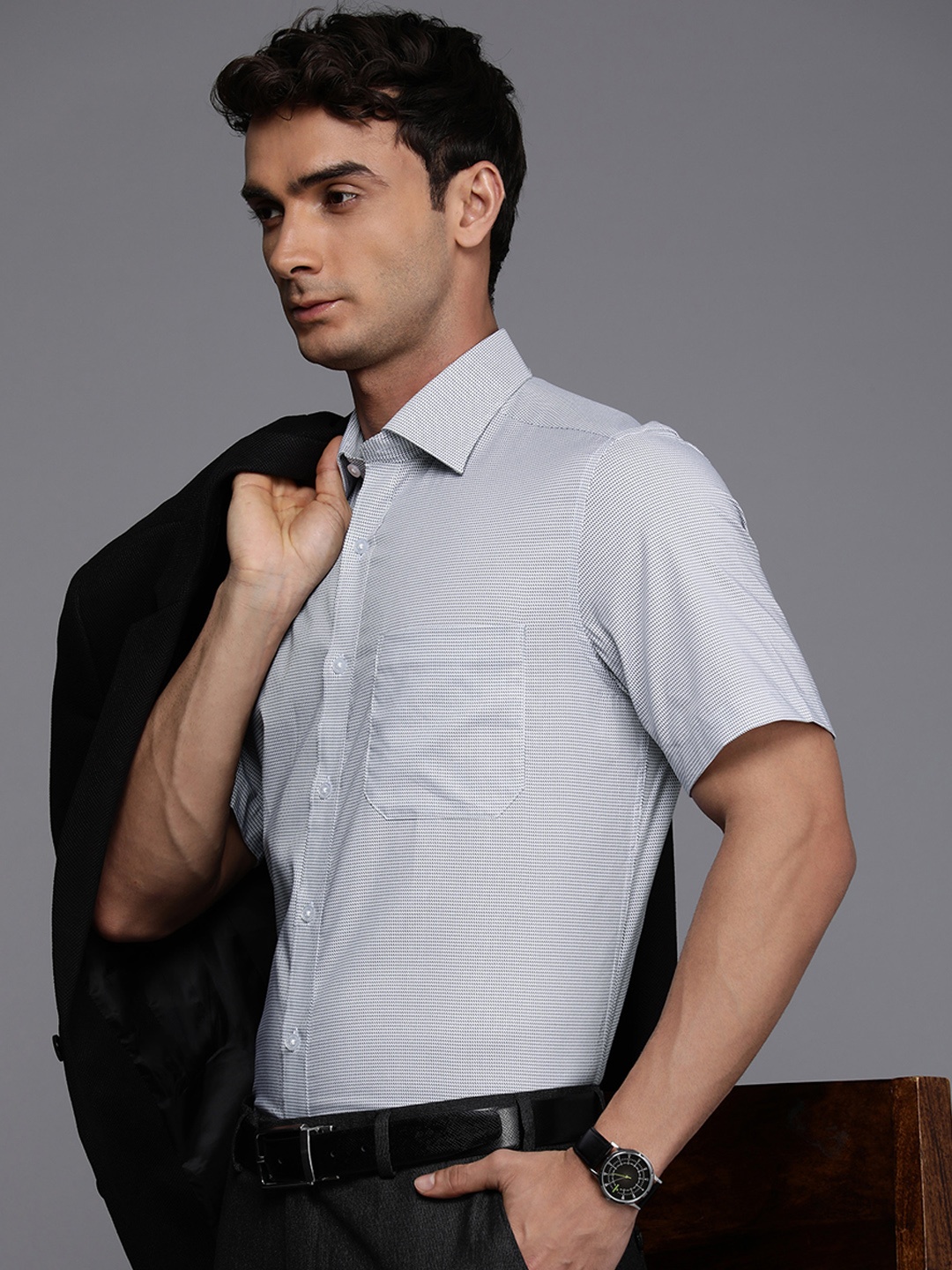 

Louis Philippe Classic Fit Printed Pure Cotton Formal Shirt, Blue