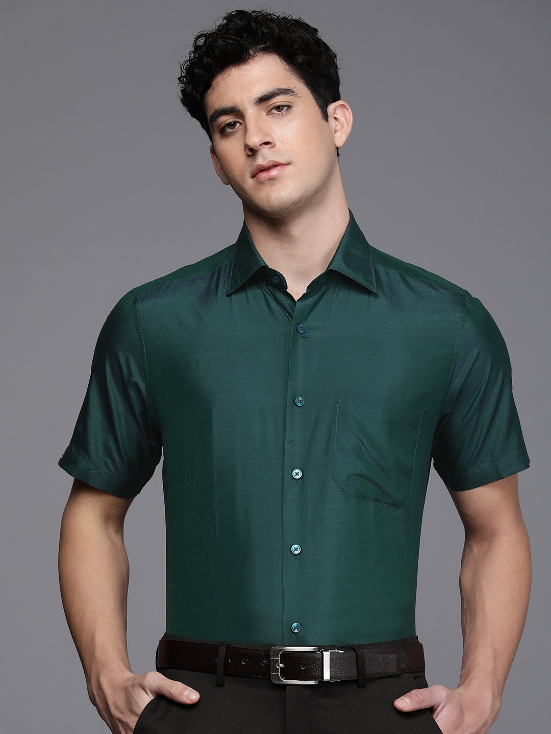 

Louis Philippe Men Classic Opaque Formal Shirt, Teal