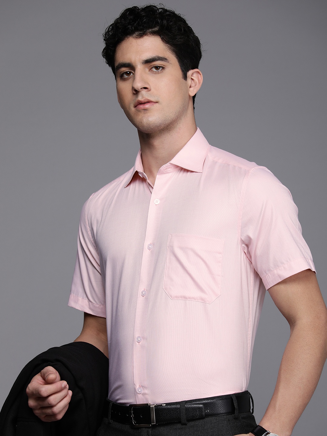 

Louis Philippe Men Pure Cotton Classic Slim Fit Formal Shirt, Pink