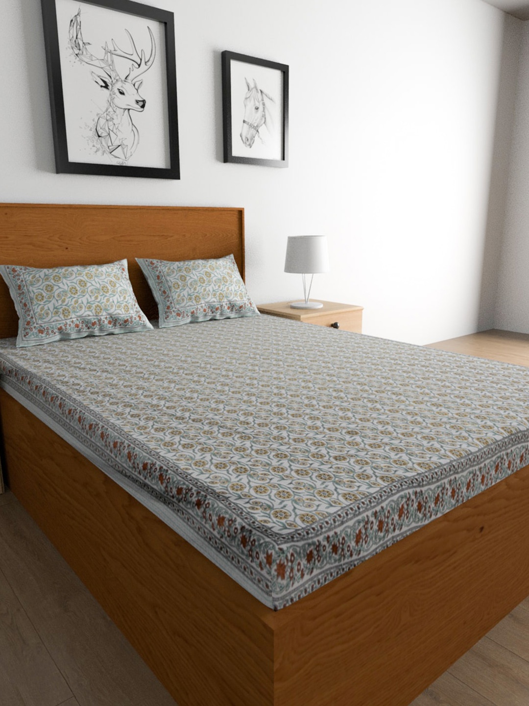 

Urban Magic Brown Printed 104 Cotton Bedsheet with 2 Pillow Covers