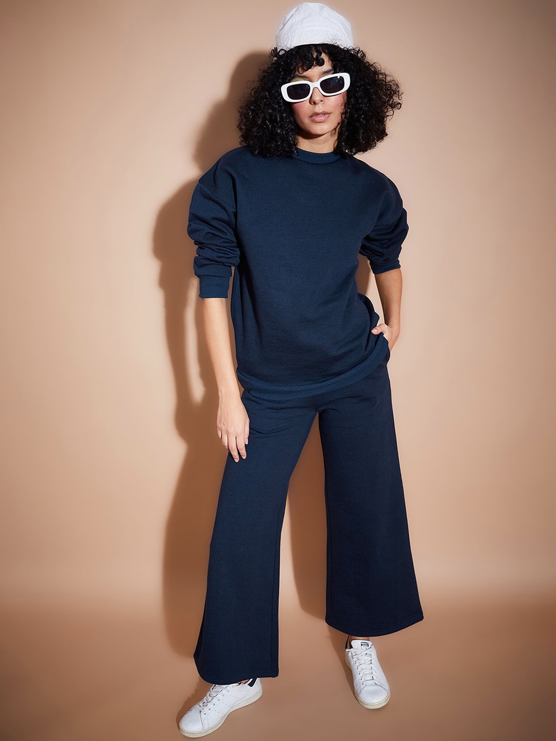 

SASSAFRAS BASICS Fleece Oversized Sweatshirt With Trouser, Navy blue