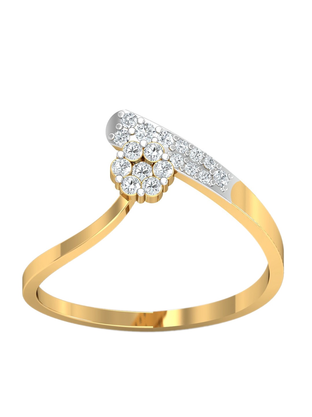 

KUBERBOX 18KT Gold Diamond Studded Finger Ring-1.87gm
