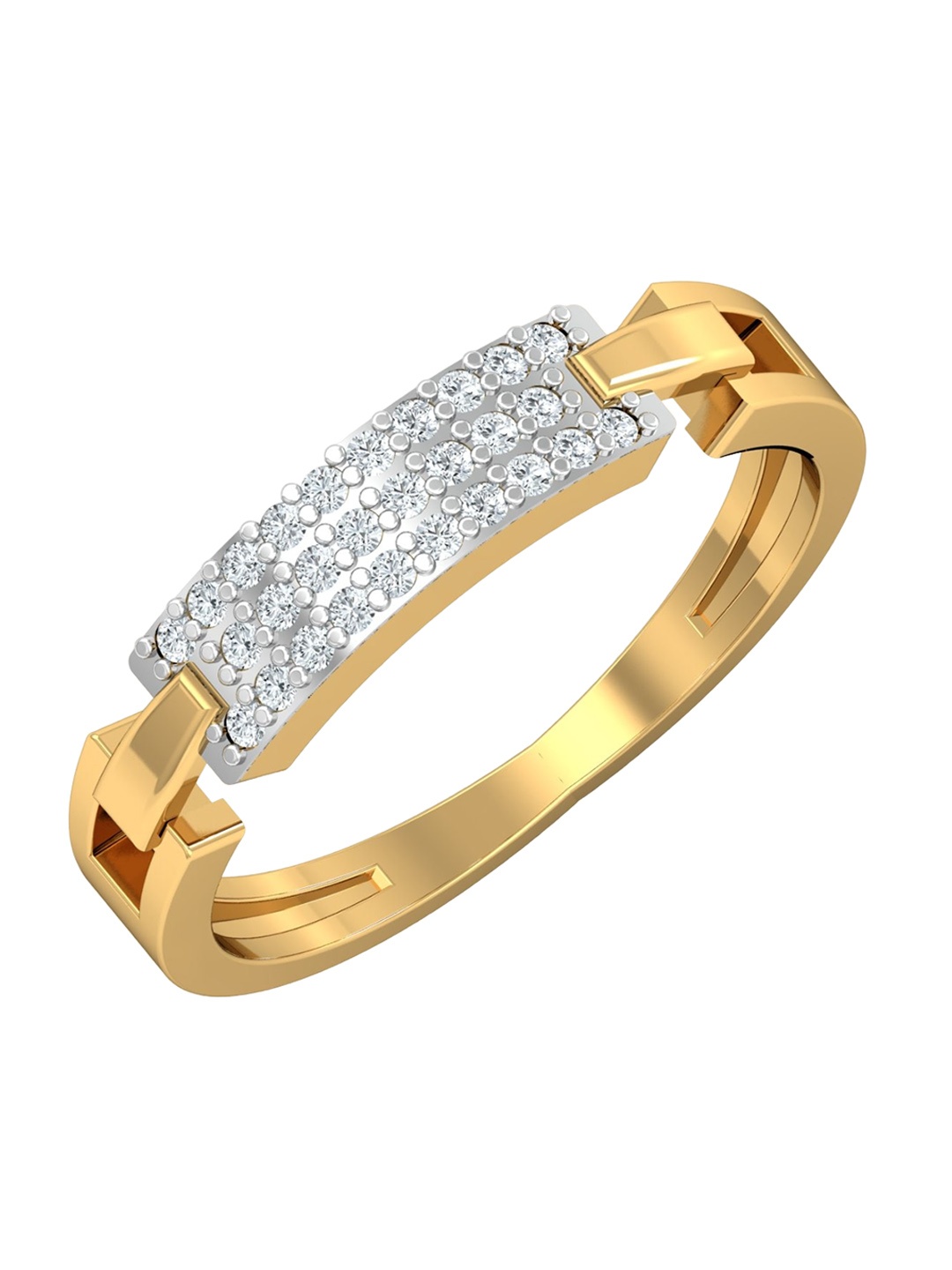 

KUBERBOX 18KT Gold Diamond Studded Finger Ring-2.69gm