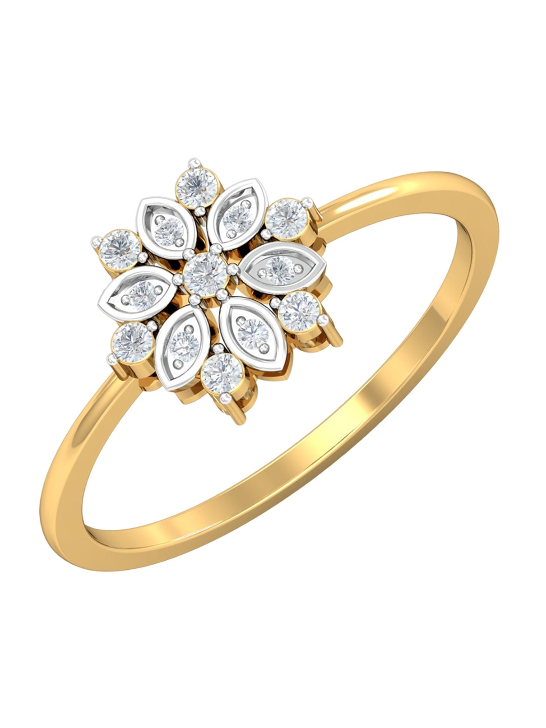 

KUBERBOX 18KT Gold Diamond Studded Finger Ring-1.8gm