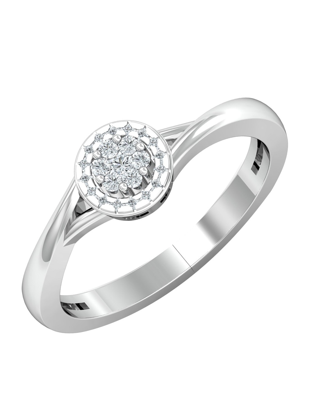 

KUBERBOX 18KT White Gold Diamond Studded Finger Ring-3.46gm, Silver