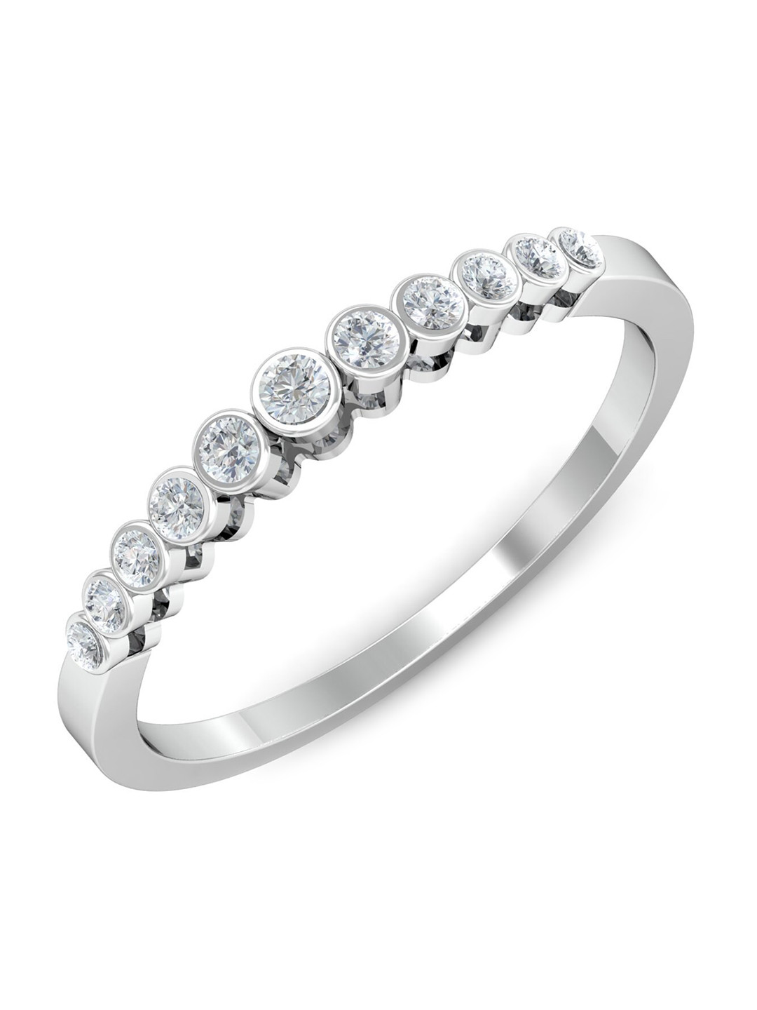 

KUBERBOX 18KT White Gold Diamond Studded Finger Ring-3.41gm, Silver