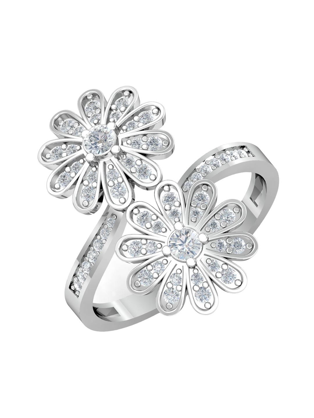 

KUBERBOX 18KT White Gold Diamond Studded Finger Ring-3.6gm