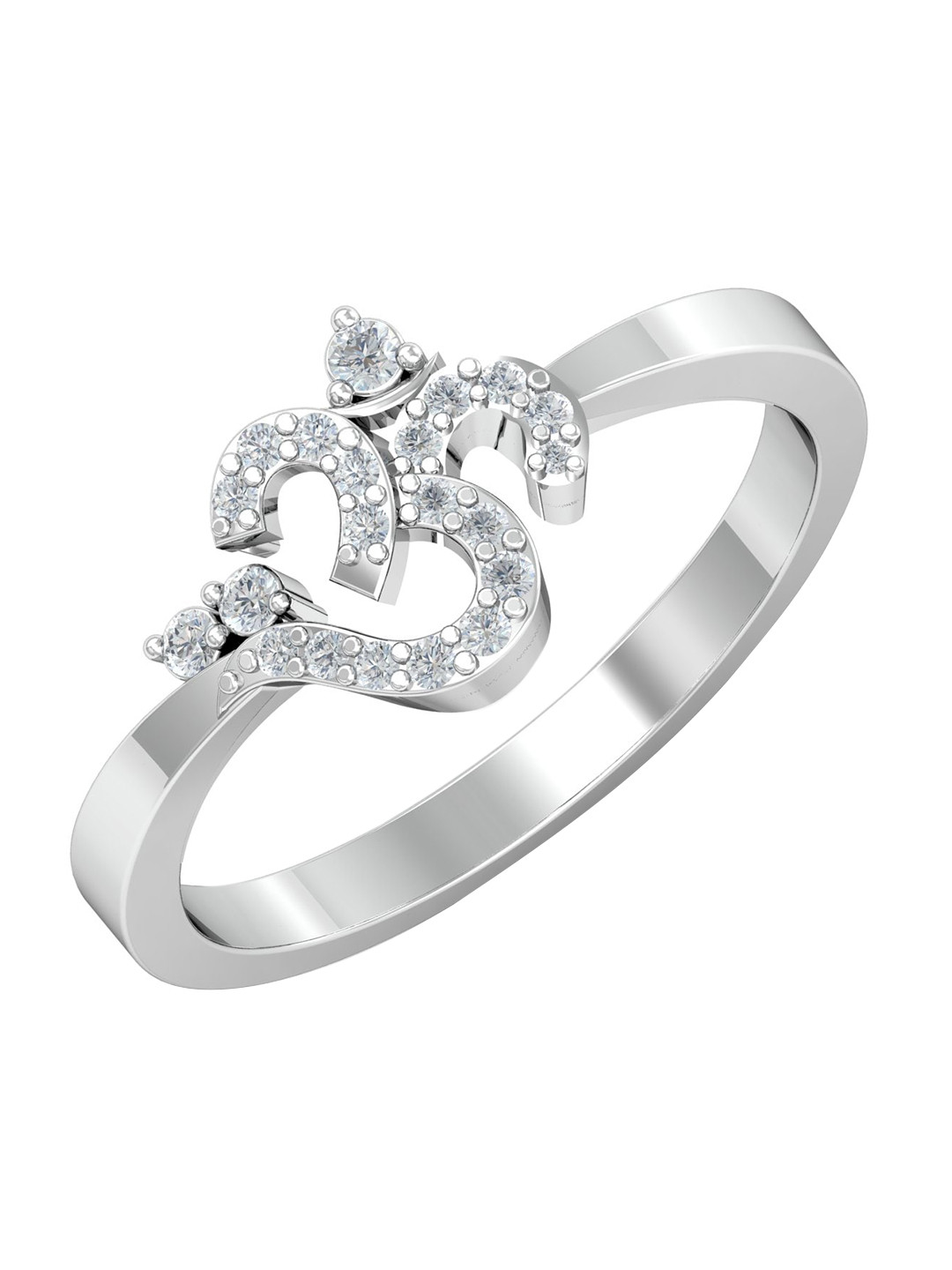 

KUBERBOX 18KT White Gold Diamond Studded Finger Ring-2.17gm, Silver
