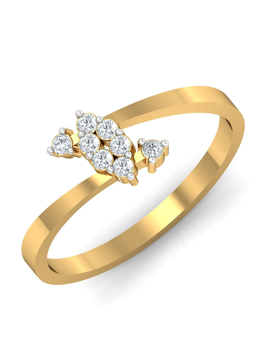 

KUBERBOX 18KT Gold Ateeyah Diamond Studded Finger Ring-1.69gm