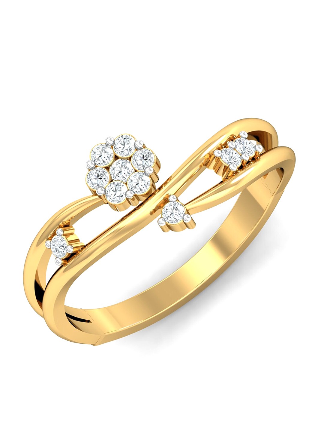 

KUBERBOX 18KT Gold Diamond Studded Finger Ring-2.44gm