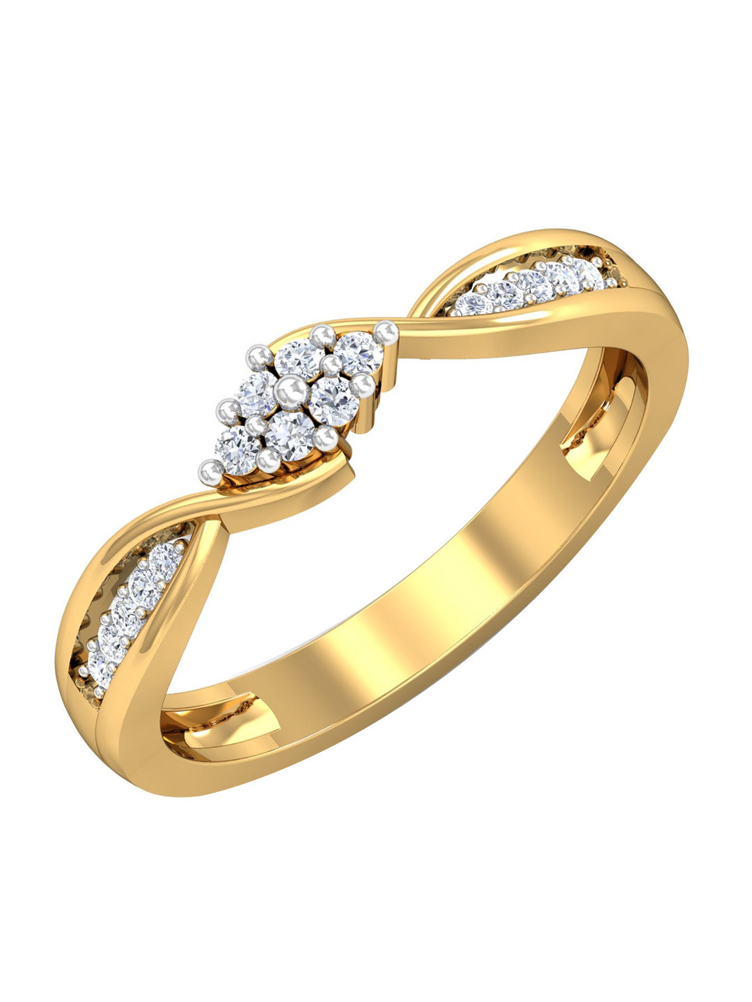 

KUBERBOX 18KT Gold Leimomi Diamond Studded Finger Ring-2.85gm