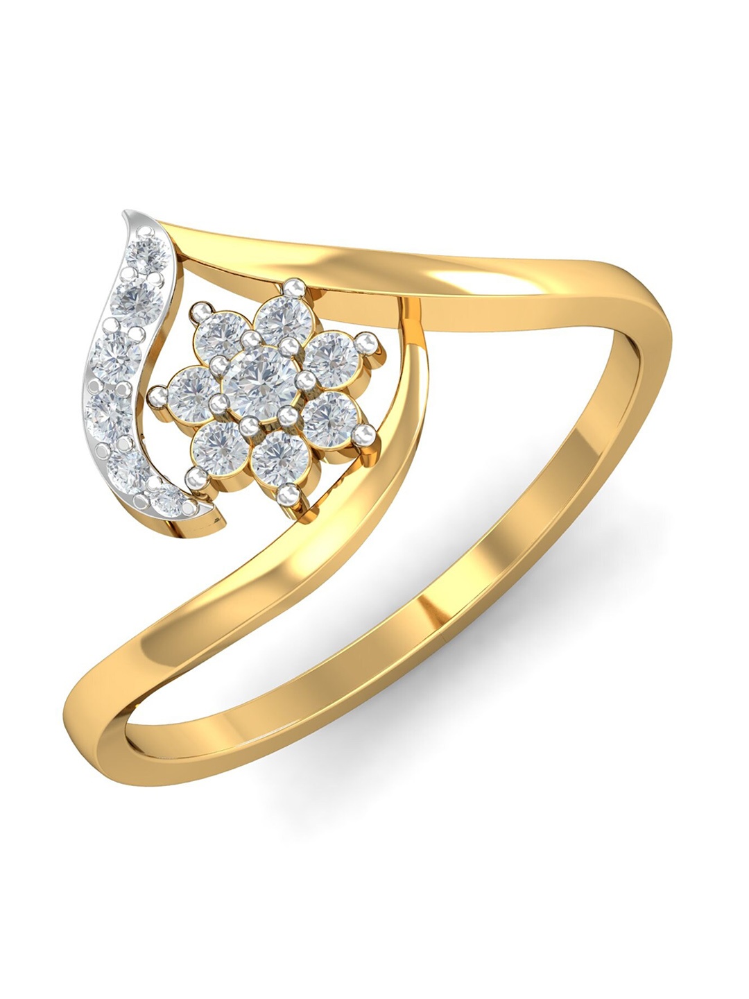 

KUBERBOX 18KT Gold Diamond Studded Finger Ring-1.92gm