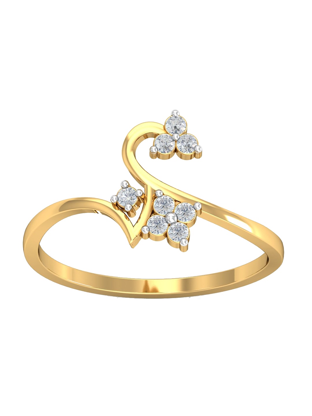 

KUBERBOX 18KT Gold Diamond Studded Finger Ring-1.44gm
