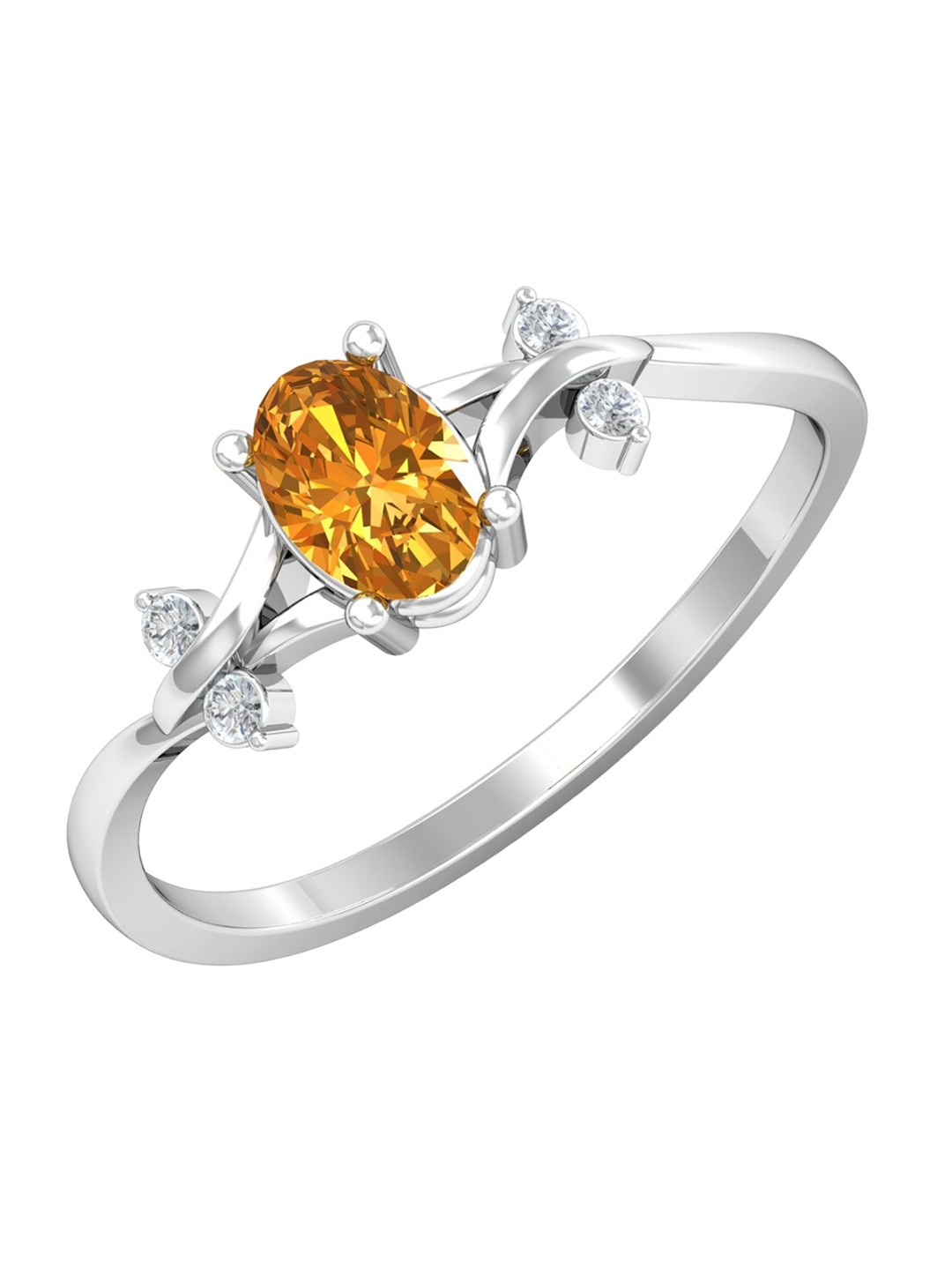 

KUBERBOX 18KT White Gold Diamond Studded Finger Ring-1.94gm, Silver