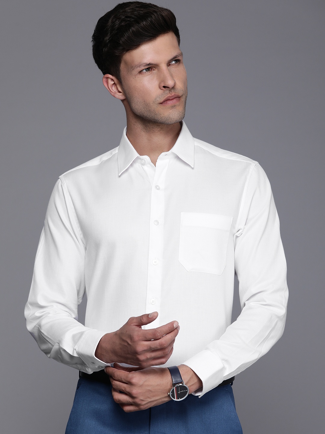 

Louis Philippe Men Slim Fit Pure Cotton Formal Shirt, White