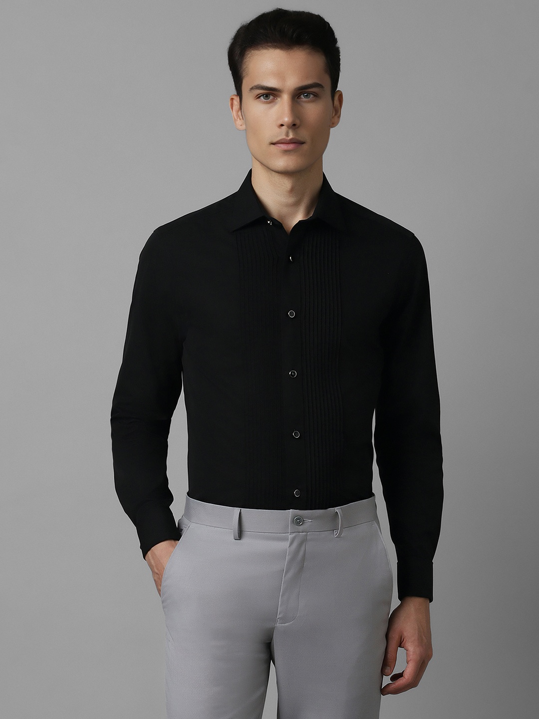 

Louis Philippe Pure Cotton Classic Fit Opaque Formal Shirt, Black