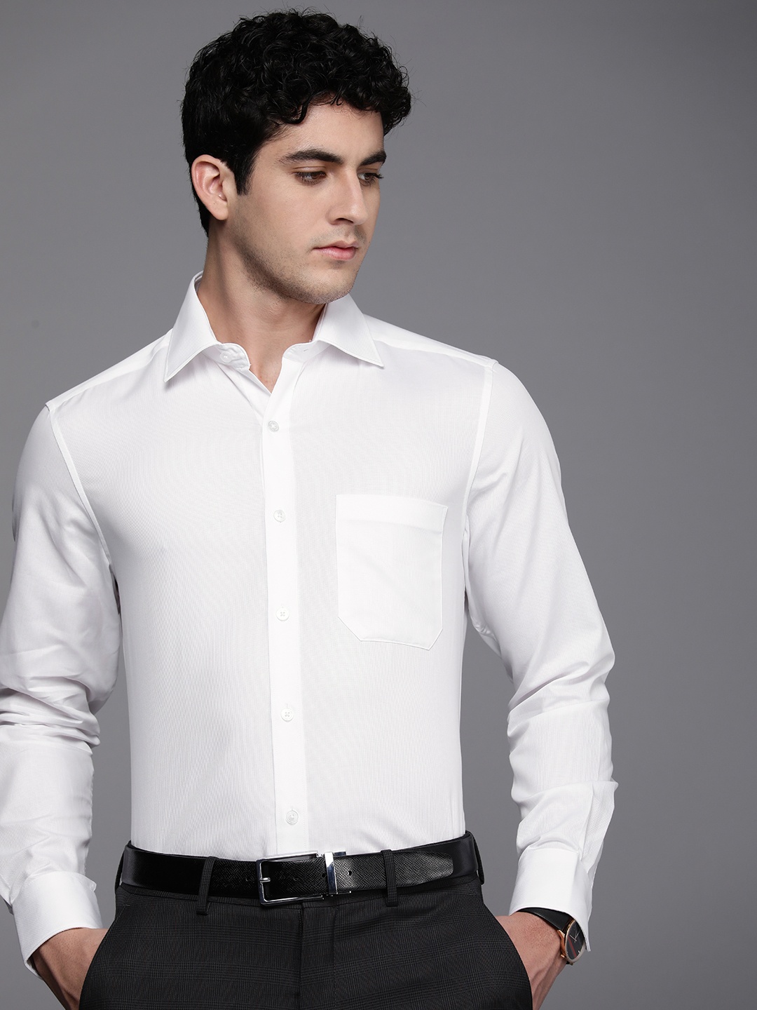 

Louis Philippe Self Design Classic Fit Pure Cotton Formal Shirt, White