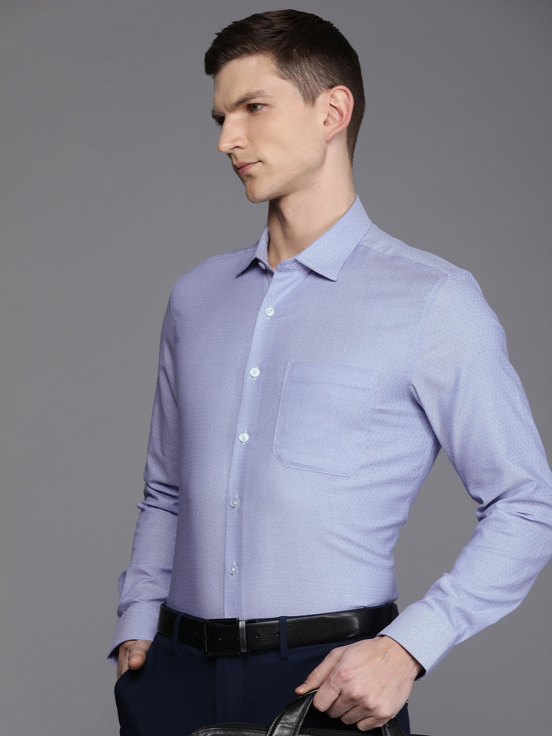 

Louis Philippe Self Design Slim Fit Formal Shirt, Blue