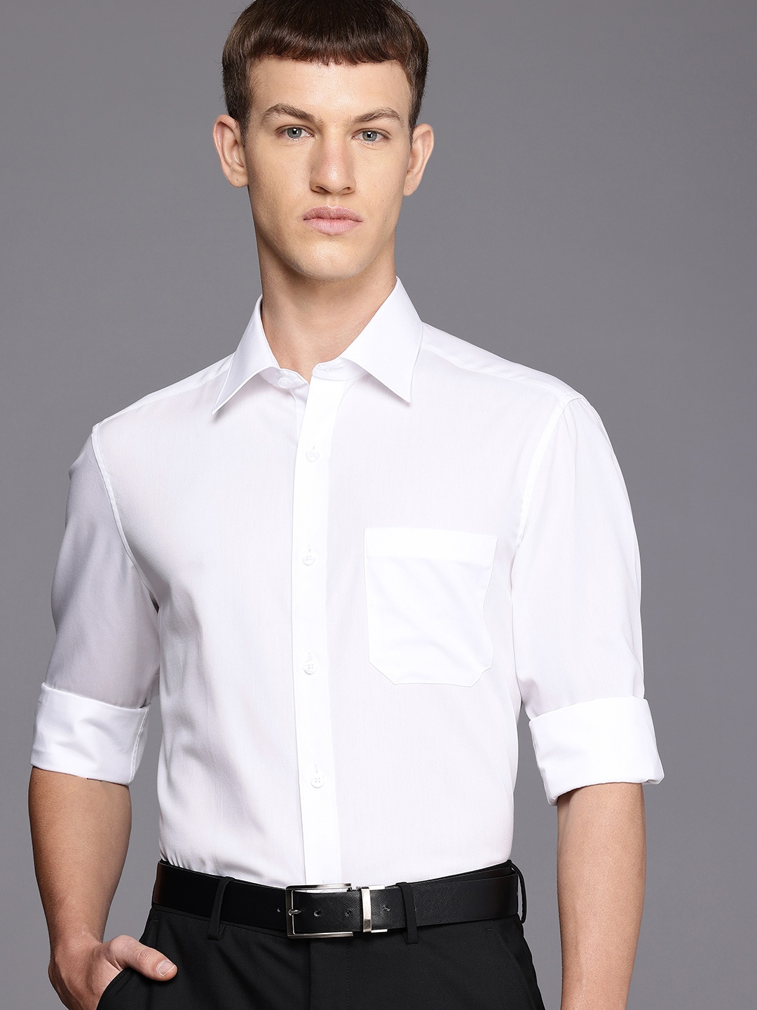 

Louis Philippe Classic Pure Cotton Solid Formal Shirt, White