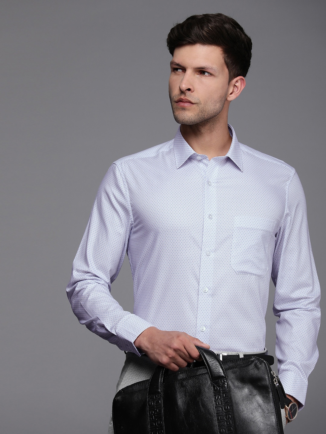 

Louis Philippe Pure Cotton Slim Fit Geometric Printed Formal Shirt, Blue