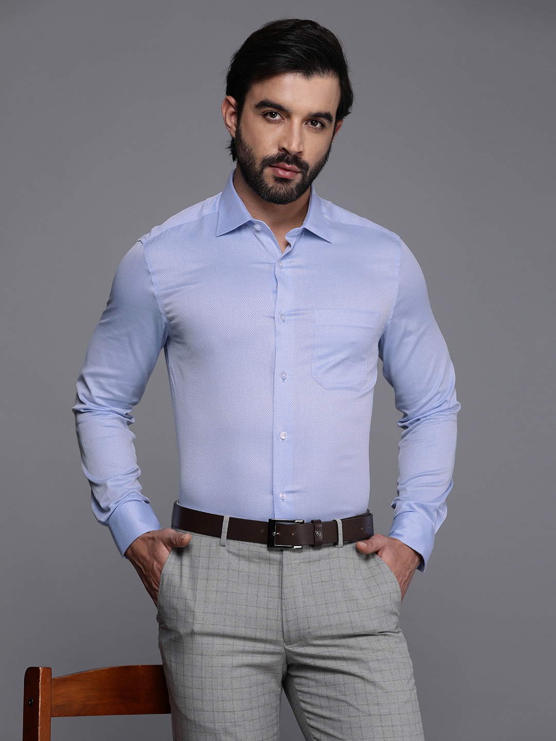 

Louis Philippe Men Classic Opaque Formal Shirt, Blue