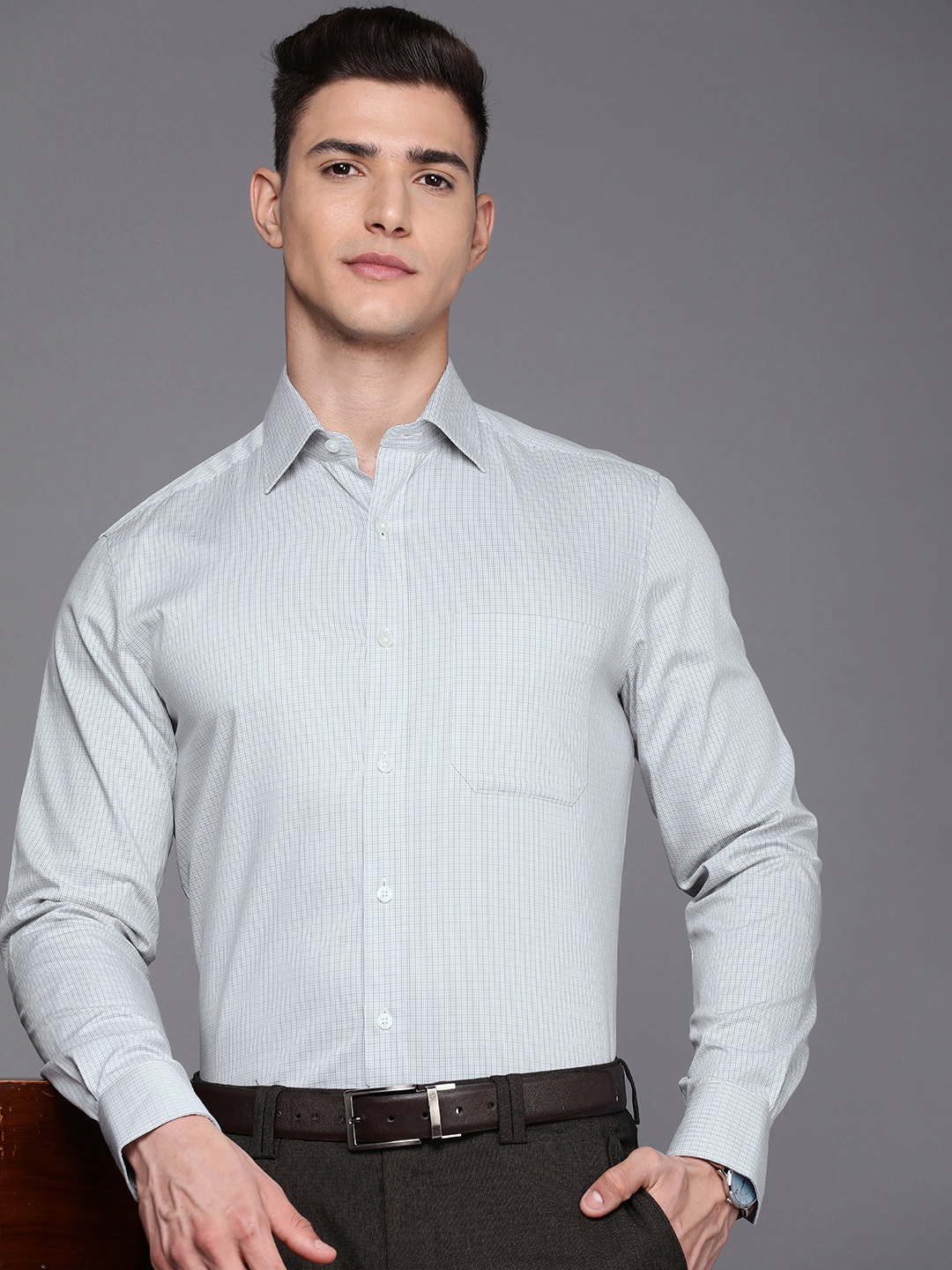 

Louis Philippe Classic Micro Checked Formal Shirt, Grey