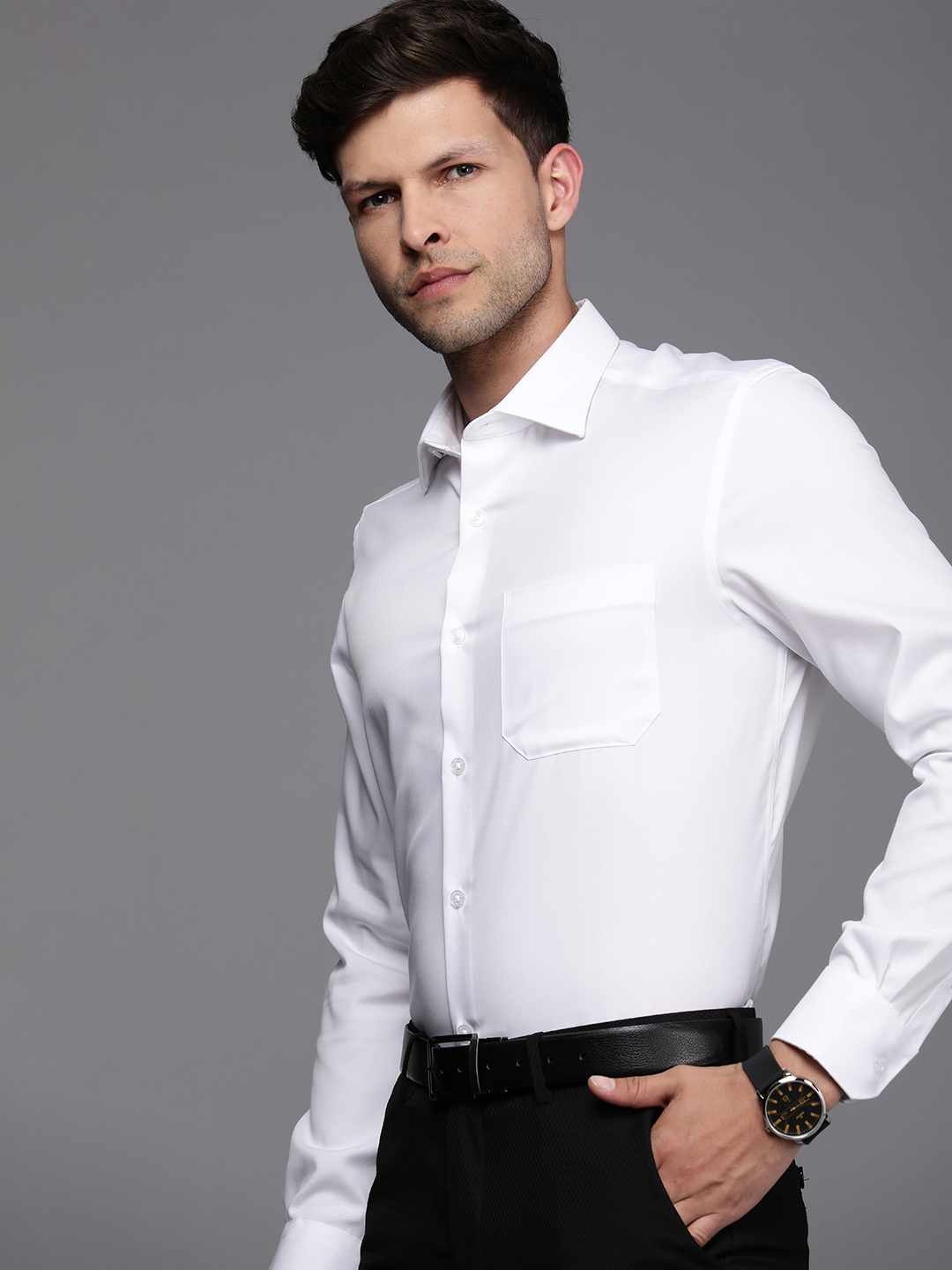 

Louis Philippe Solid Classic Fit Pure Cotton Formal Shirt, White