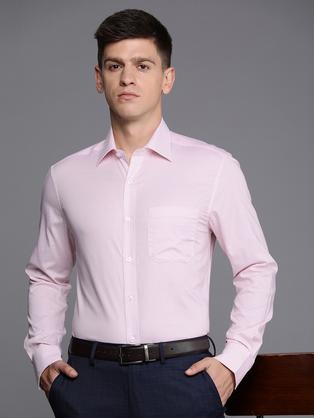 

Louis Philippe Printed Pure Cotton Formal Shirt, Pink