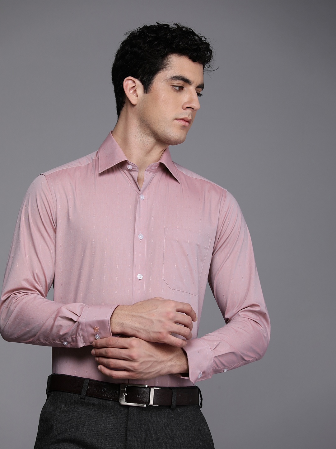 

Louis Philippe Men Pure Cotton Slim Fit Formal Shirt, Pink